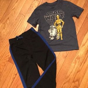 Boys Size 5T Star Wars Tee and jogger sweat pants